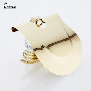 

Polished brass toilet paper holder antique crystal diamond roll paper holder tissue box bathroom hardware accessories