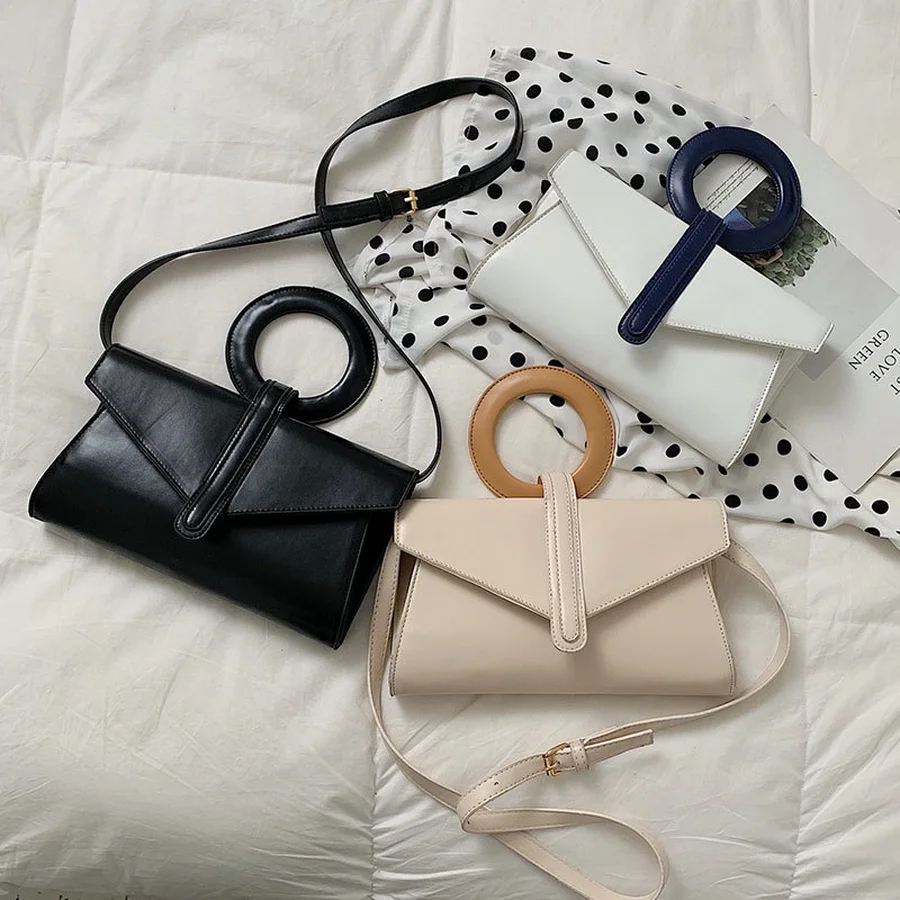 

MANFUNI 2019 New Korean Envelope Bag Ladies Wild Handbag High Quality Solid Color Pu Shoulder Bag Ladies Elegant Messenger Bags