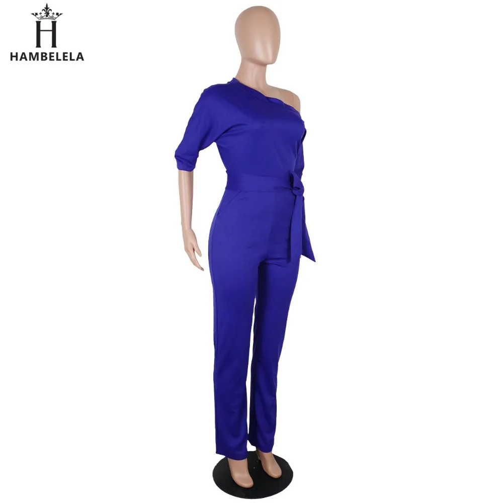 Hambelela 2017 High Quality Autumn Casual Jumpsuit One Shoulder Slash Neck Button Romper Full Length Jumpsuit Wide Legs Jumpsuit (15)