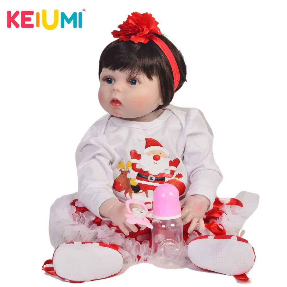 KEIUMI 23 ''XMAS куклы Reborn Младенцы Полный Силиконовые Винил средства ухода за кожей Реалистичная принцесса 57 см Reborn Corpo Inteiro де силиконовые Bebe