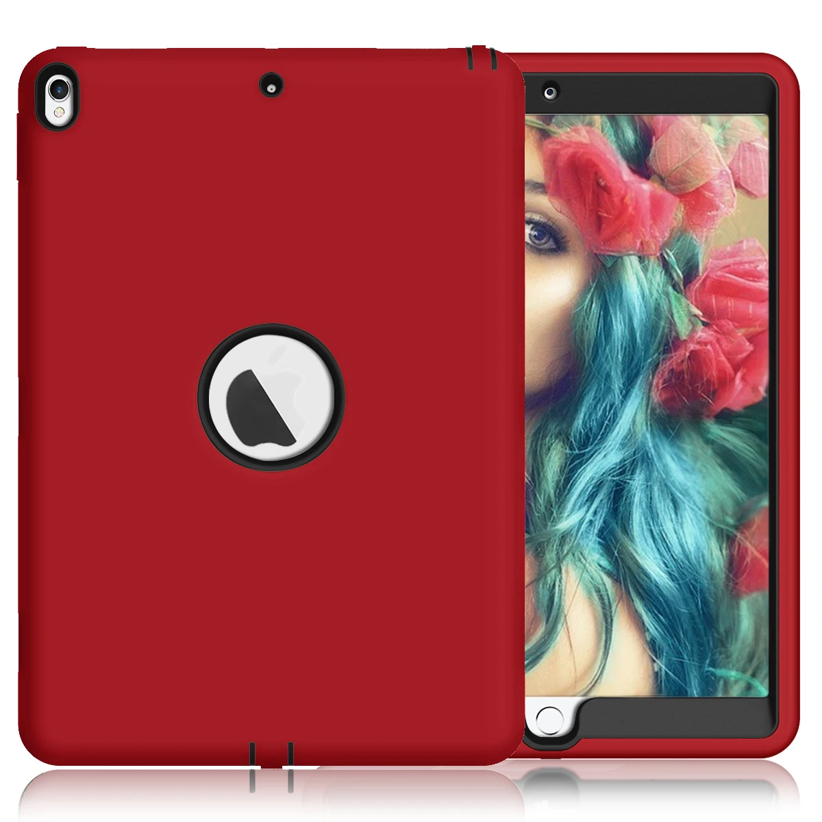 Для iPad Air(3rd поколения) 10,5 /iPad Pro 10,5 Чехол ударопрочный противоударный 3 слоя Мягкий силикон+ Жесткий ПК чехол - Цвет: Red Black