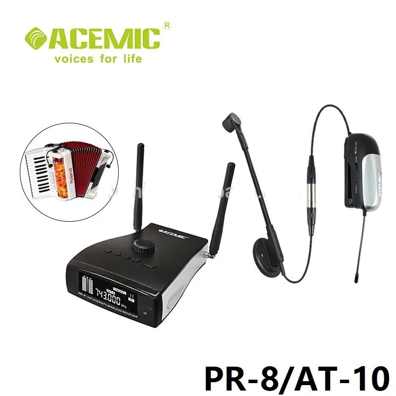 Высокая точность Acemic PR-8/AT-10+ MINI-BP UHF Беспроводной аккордеон микрофонная система беспроводной инструмент микрофонная система