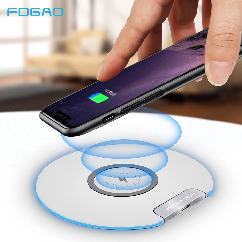 

FDGAO Qi Wireless Charger for iPhone X Xs MAX XR 8 plus for Samsung S8 S9 For Xiaomi Mix 2s 3 Fast Charging USB Charging Pad