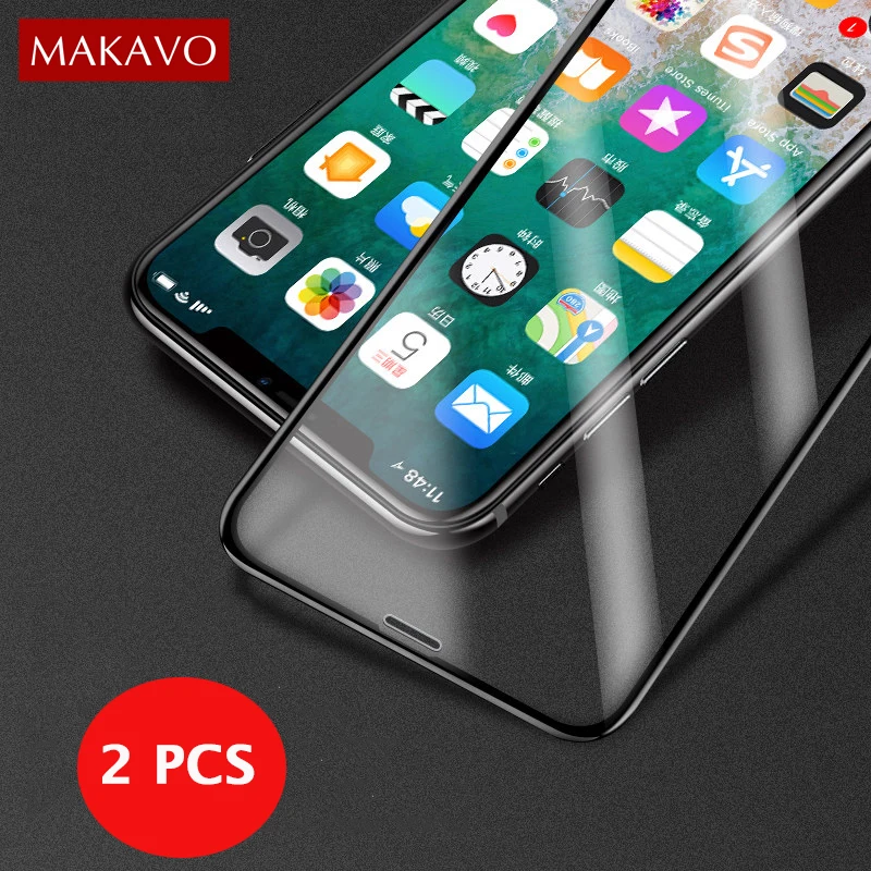 2 шт. защитная пленка на весь экран для iPhone XS закаленное стекло 9H Взрывозащищенная