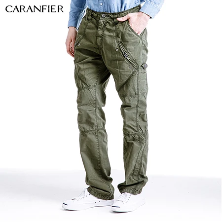 CARANFIER, мужские повседневные брюки, военный карго, мужские армейские тактические стильные брюки, Militar, брюки на молнии, военные брюки, брюки-карго - Цвет: Зеленый