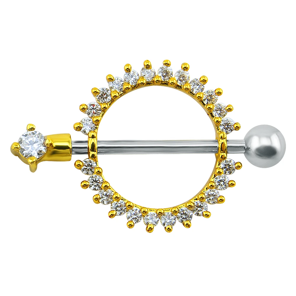 14g Crystal Gold Nipple Rings Jewelry Punk Surgical Steel Body Jewelry