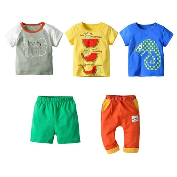 

Boys Clothes Set Summer Boys Cotton Print Chirldens Clothing 5 PCS Sets T shirts Shorts 2-6 Years