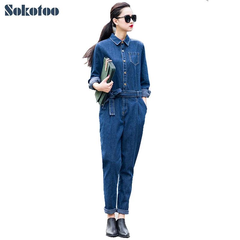 full sleeve denim jumpsuit