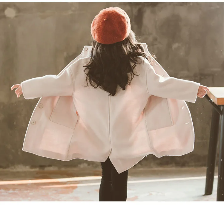 woolen long jackets for kids girls solid tench coat children outerwear tops clothing new 2018 autumn mother and daughter clothes (17)