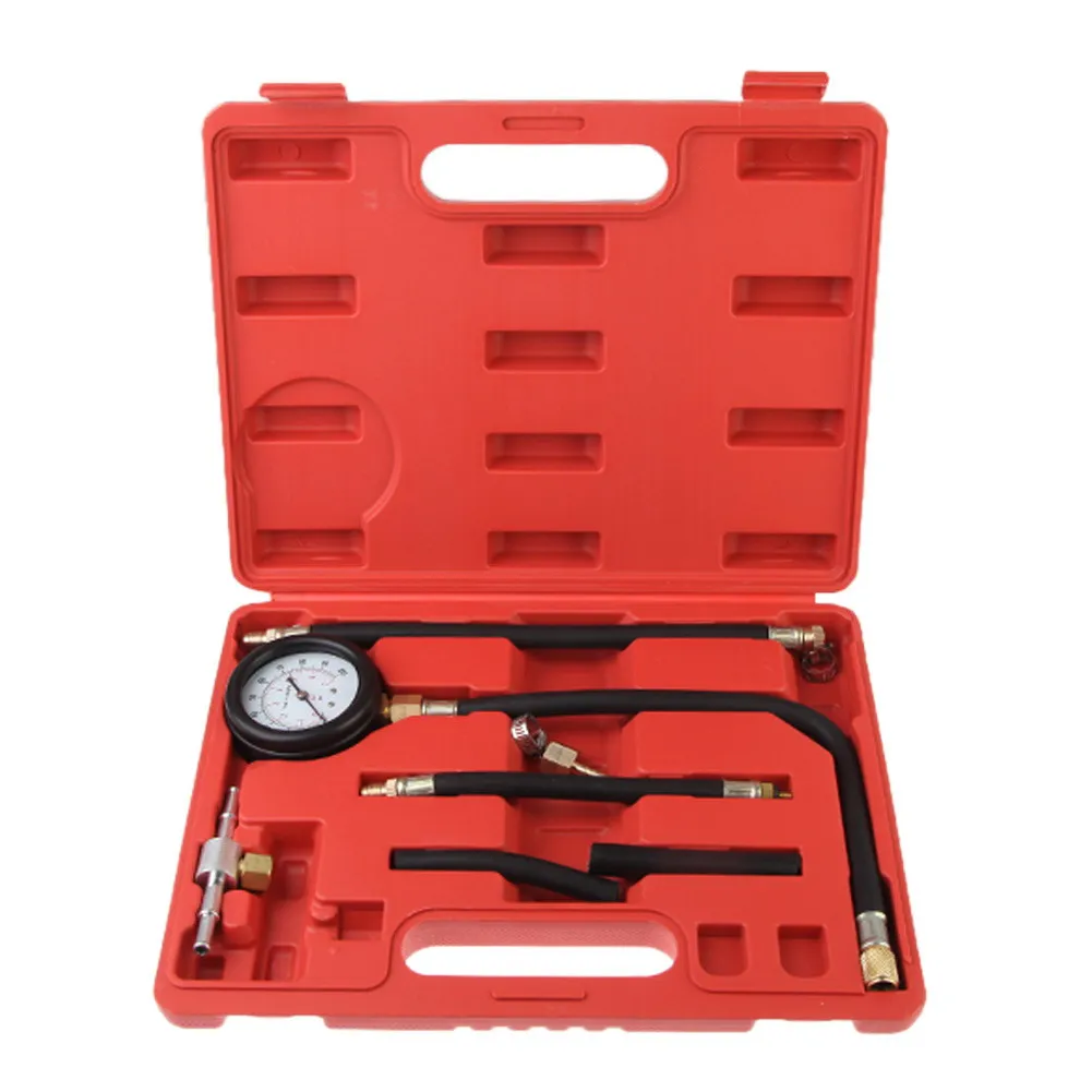 Fuel Injection Pump Pressure Regulator Tester Injector Test Pressure Gauge Set w Case Box for Petrol