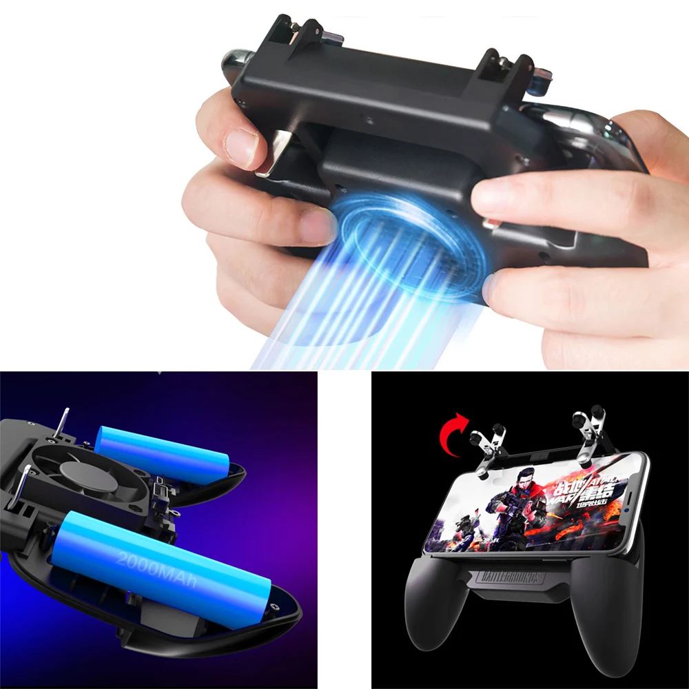 3in1 Pubg Controller Gamepad Pubg Mobile Trigger L1R1 Shooter Joystick Game Pad Phone Holder Cooler
