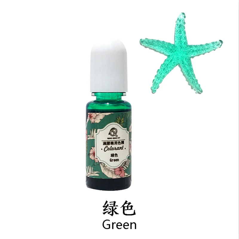 QIAOQIAODIY 10ML Epoxy Resin Pigment UV Resin Coloring Dye Colorant Resin Pigment DIY Handmade Crafts Art Sets 14 Colors - Цвет: GREEN-9