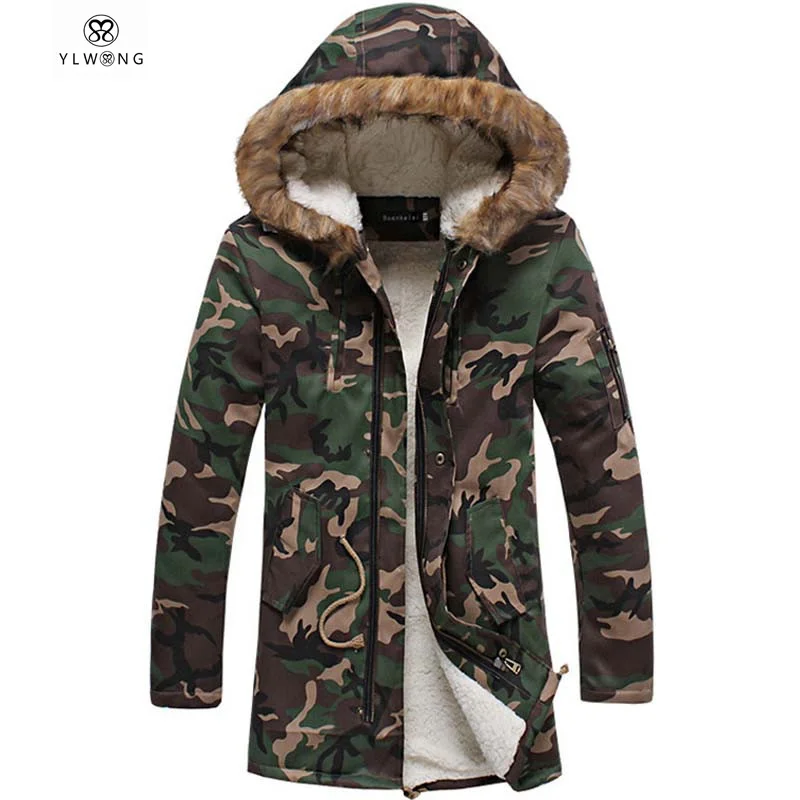 Long Winter Warm Parka Jacket For Men With Fur Hood Military Style Winter Jackets Mens Parkas