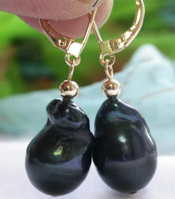 

Hot selling> hj 00424 black baroque keshi reborn pearl dangle earring -Bride jewelry free shipping