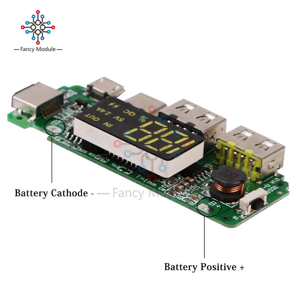 Светодиодный внешний аккумулятор Micro/type-C/Lightning с двумя портами USB 5 В 18650 A, зарядное устройство, защита от перезаряда и короткого замыкания