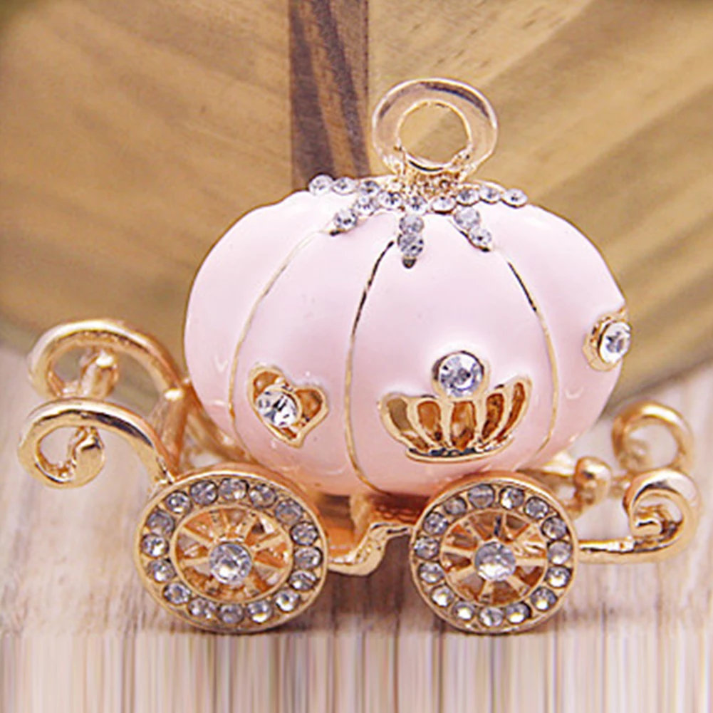 

Cute Pumpkin Carriage Pattern Crystal Charm Keychain Key Ring Valentine’s Gift