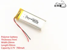 Darmowa wysyłka 1 sztuk/partia 3.7 V 700 mAh 702050 litowo-polimerowy LiPo akumulator do GPS, mp3, mp4