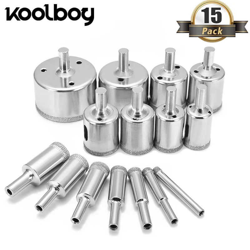 Goedkoop 15 Stks 6 50mm Diamant Boor Set Gat Cutter Boor Gatenzaag Set Gereedschap voor Marmer Flessen Keramische Tegel Glas Cutters