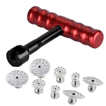 

WHDZ 9pcs Tools Dent Puller Kit Paintless Dent Repair Tools Dent Removal Mini Hand Lifter Small Red T-Bar Hand Tool Set