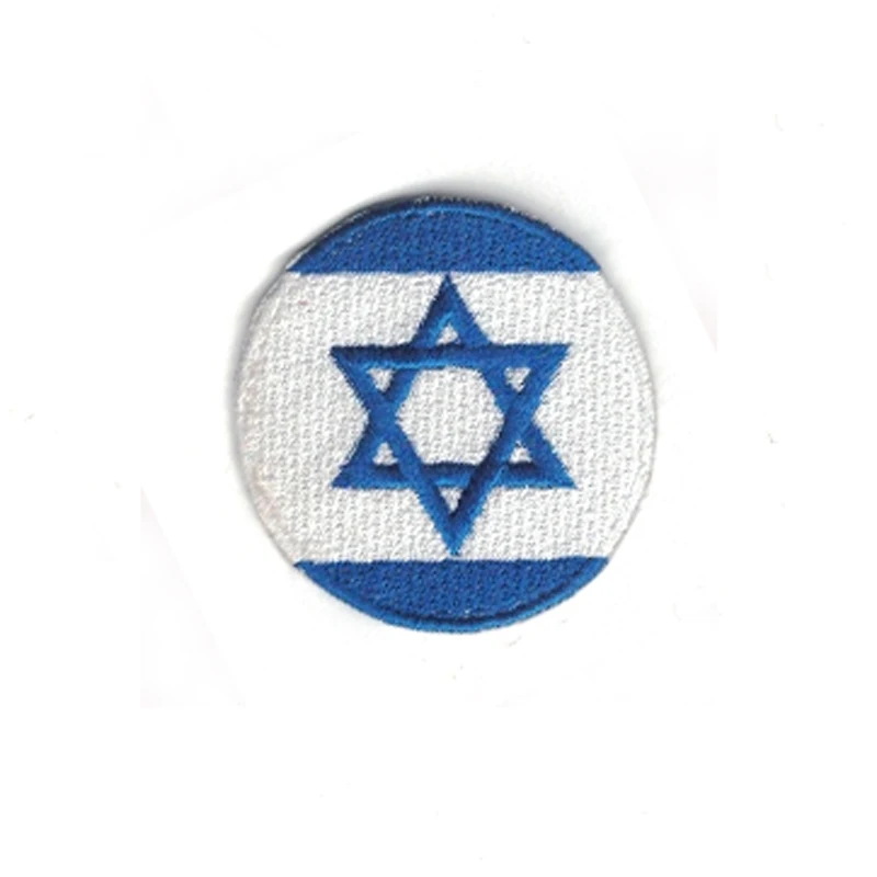 

Round Shape Embroidered israel Flag Iron-On Patches 100% embroider Tactical Military Patches Fabric Armband National Flag Badge