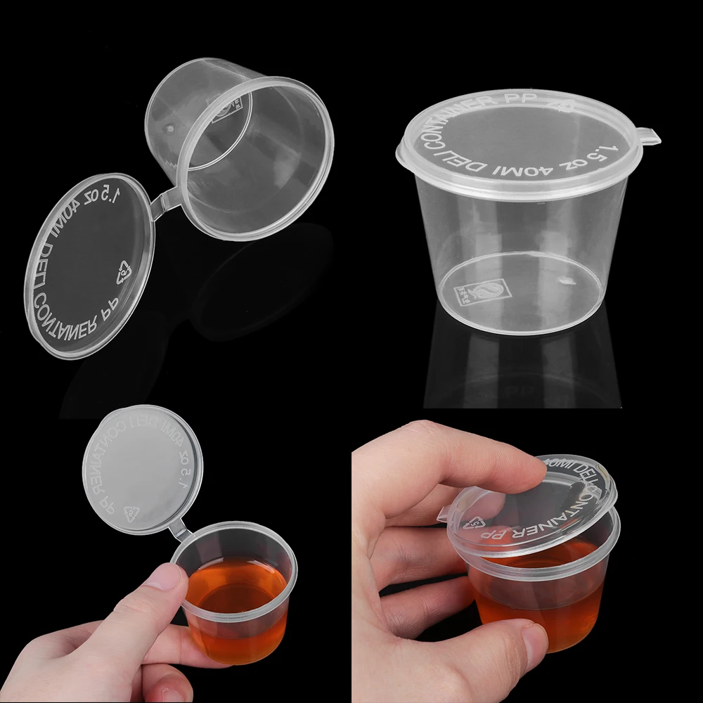 

30PCS 40ml Small Pigment Paint Box Palette Disposable Plastic Takeaway Sauce Cup Containers Food Box With Hinged Lids