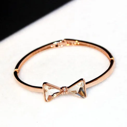 Shinning Zircon Bow Bracelet Gold Color Jewelry Fashion Simple All Shinning Zircon Bow Bracelet Gold Color Jewelry Fashion Simple All Match Bracelets Bangles For Women Bijoux Fine Gift In From