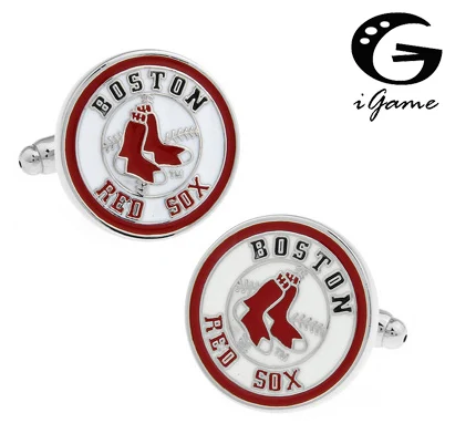 

iGame Men's Cuff Links Red Color Baseball Team Design Free Shipping