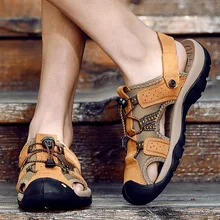 ARUONET/кожаная повседневная обувь; деловая Летняя мужская обувь из натуральной кожи высокого качества; дизайнерские Нескользящие пляжные сандалии; водонепроницаемые кроссовки