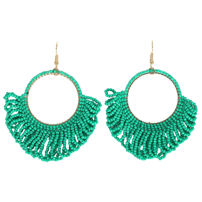 2019 Boho модные бусины серьги с кисточками ручная работа геометрические