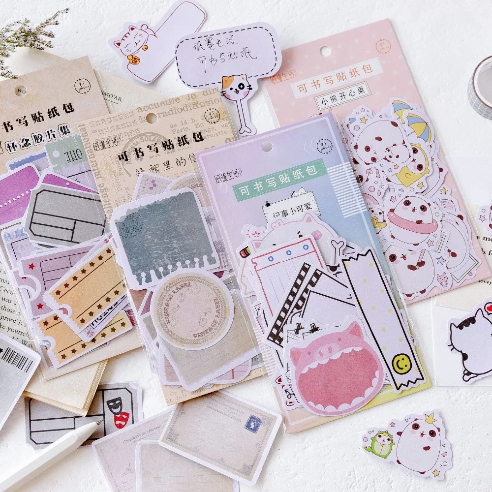 

45PCS/LOT DIY Sticky Notes Cute Cartoon And Vintage Tickets Fashion Journal Diary Deco Supplies