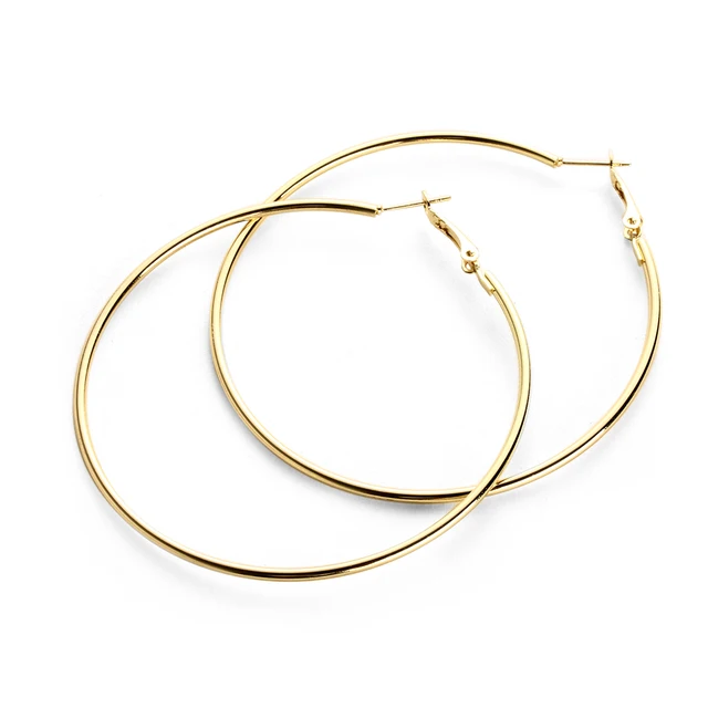 1 Pair Large Earrings Metal Thin Hoops Silver Gold 10cm 9cm 7cm 1 Pair Large Earrings Metal Thin Hoops Silver Gold 10cm 9cm 7cm Punk Fashion