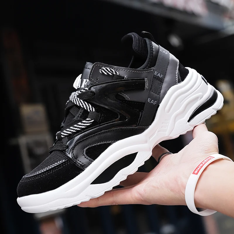 Günstig Dicke Sohle Frauen Laufschuhe Schuh Atmungsaktive INS Ulzza Harajuku Plattform Sneaker Licht Zunehmende Männer Vintage Dad Chunky Spaziergang ABO 48