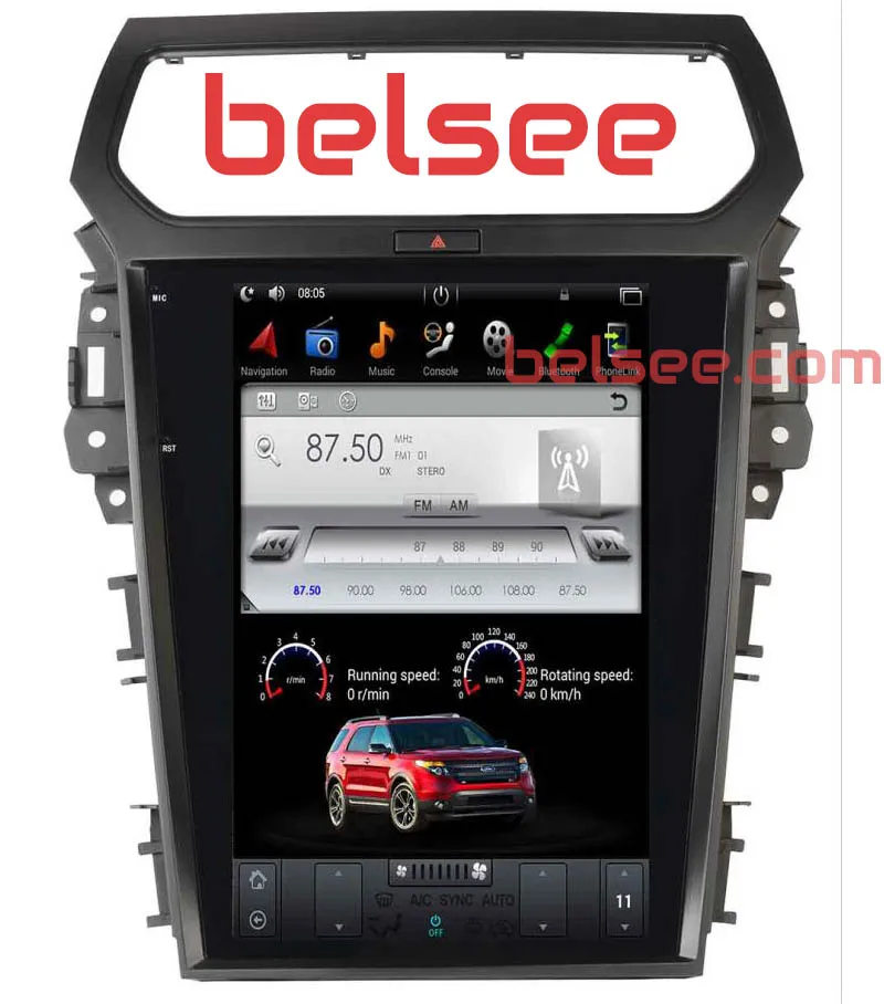 

Belsee 12.1" Tesla Style Touch Screen IPS Android 7.1 Radio Stereo Head Unit Navigation for Ford Explorer 20112013 2015 16 2017