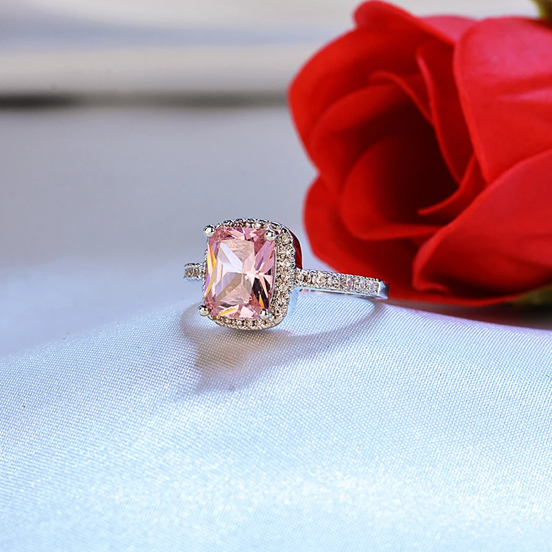 ZN Top Quality Fashion Show Elegant Temperament Jewelry Womens Girls White Silver Filled Wedding Ring