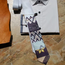 Мужской уникальный модный галстук, Повседневное платье для жениха, подарок на свадьбу, с принтом, Корейская версия, уникальный