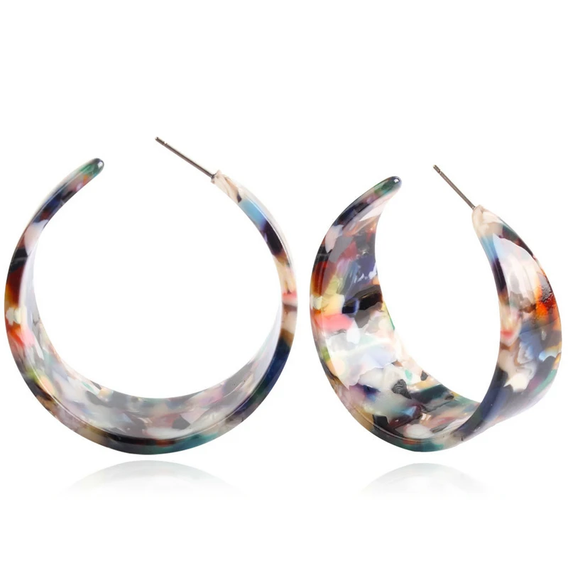 

New Fashion Luxury Resin Hoop Earrings 6 Colors Romantic Boho Gold Earrings for Women Statement Jewelry Valentine's Day Gifts