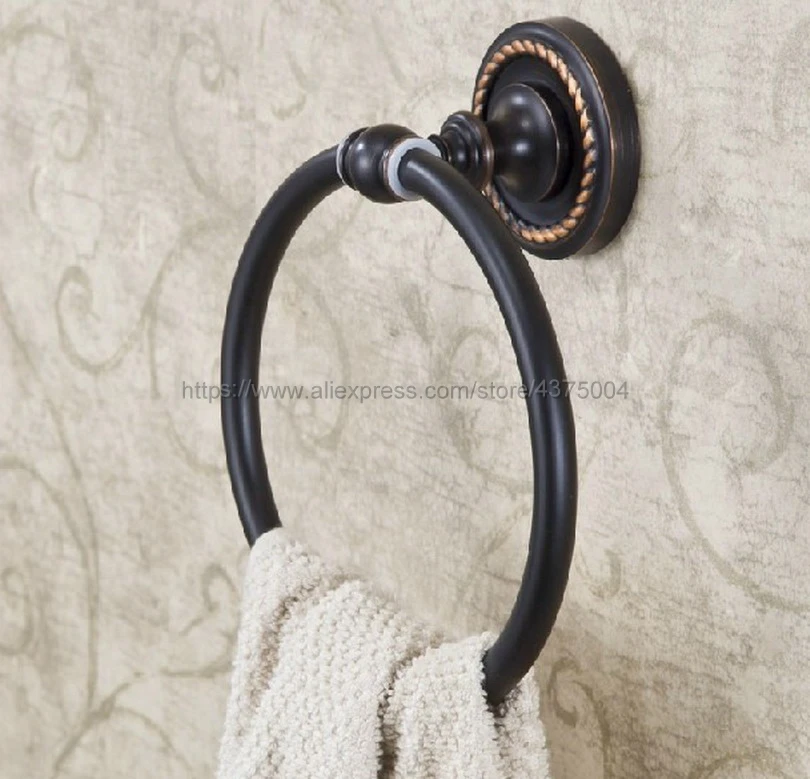 Bathroom towel holder, brass Wall-Mounted Round Black Oil Rubbed Brass Towel Ring ,Towel Rack Nba214