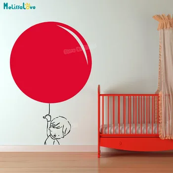 

Vinyl Wall Sticker Boy with Big Balloo Bouquet Decal Home Decor For Kids Baby Room 3d Self-adhesive Nursery Art Mural Gift YY923