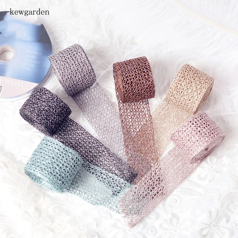 

Kewgarden 1.5" 38mm Hollow Weave Flower Ribbon DIY Hair Bow Accessories Satin Ribbons Handmade Tape Packing Webbing 3Meters