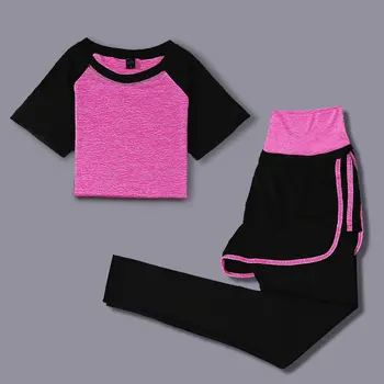 

Women Sport Suit Yoga Fitness Sets Sport Wear Running Leggings Sports T-shirt + Workout Gym Pants 2Pcs/sets Sportswear yoga sets