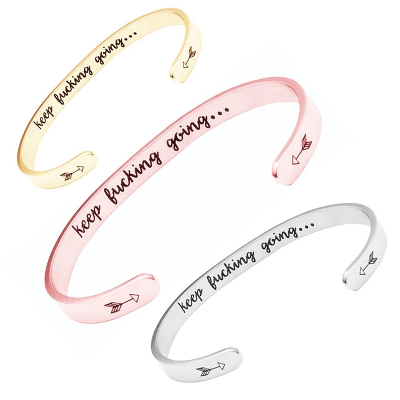 

1 Pcs Cuff Open Bracelet Bangle Engraved Stainless Steel Family Friends Gift CX17