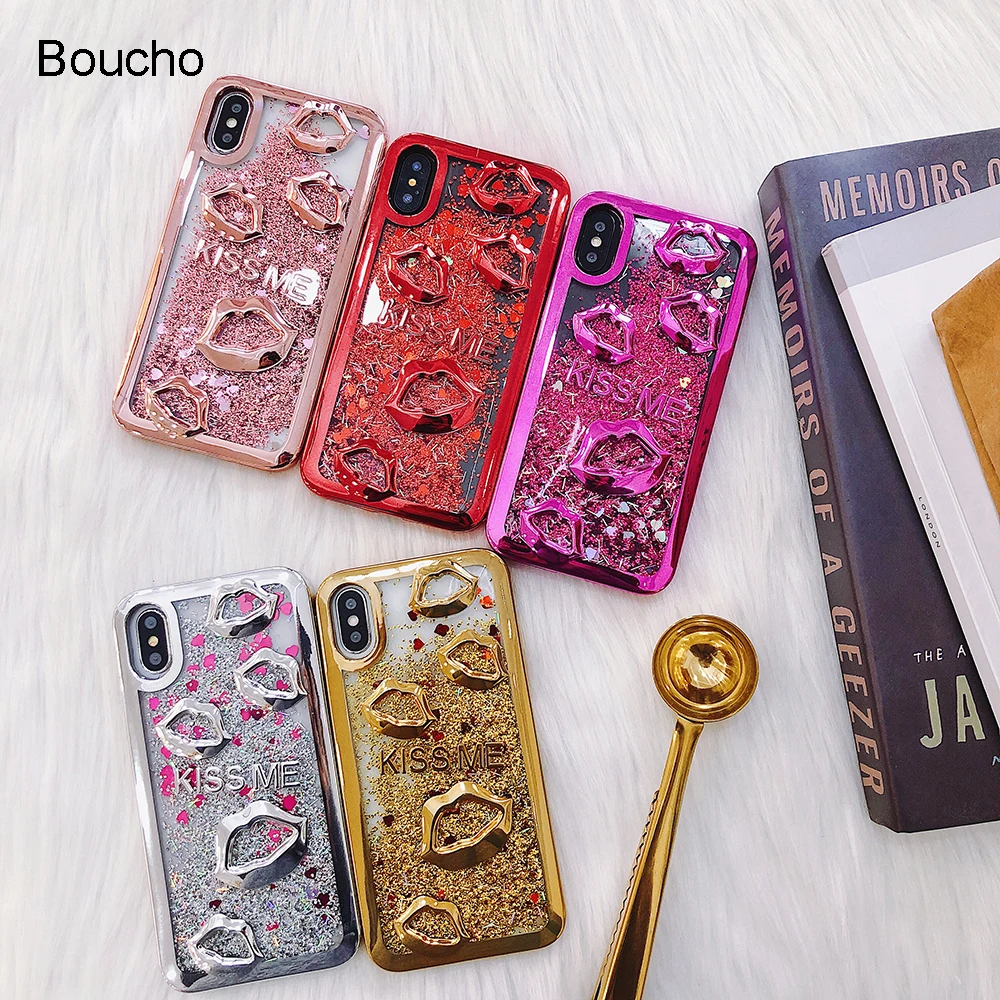 Мягкий чехол с покрытием Boucho для iphone XS MAX XR X 5 S SE 6 6s 7 8 plus блестящие чехлы телефонов