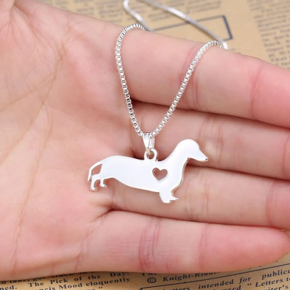 1Pc Jewelry Fashion Cute Dachshund Dog Shape Alloy Pendant Necklace