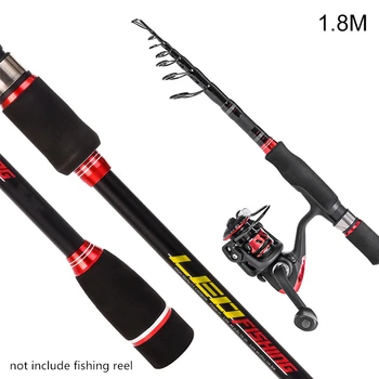 

Durable 1.8m 40T Carbon Lure Fishing Spinning Rod Matt Black H Hardness 4 Section Telescopic Ultra Light Travel Fishing Pole