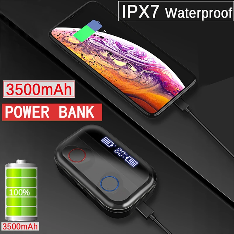 X11 TWS Earphones Bluetooth 5.0 Wireless Headphones Touch Control Wireless Charge Earbuds 3500mAh Power Bank Smart LED Display