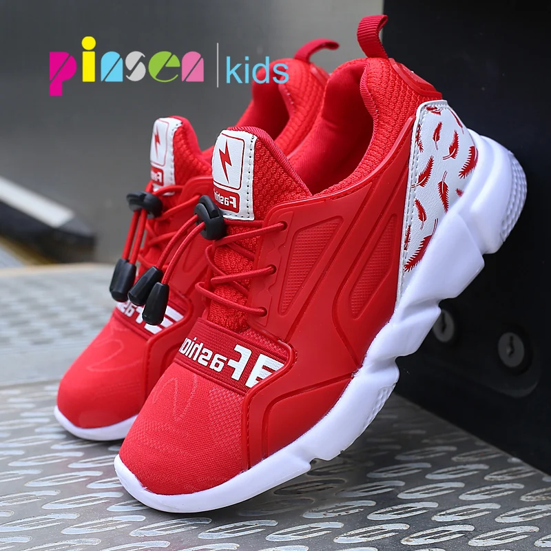 

Red Sport Kids Sneakers For Children Shoes Boys Casual Shoes Girls Trainer Air Mesh Breathable Fly Knit Elastic Band Sport Shoe