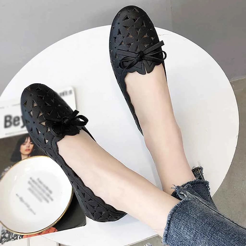 YOUYEDIAN Big size spring women flats shoes women leather flats ladies shoes female cutout slip on flat loafers Women Shoes#g40