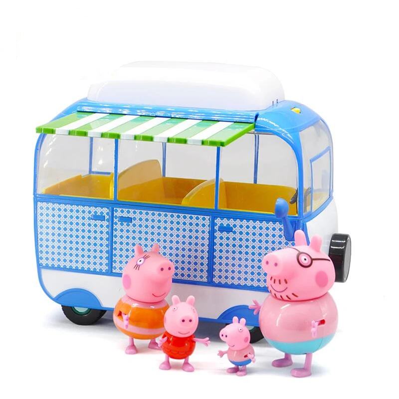 Оригинальные игрушки Peppa Pig Big Camper для автомобиля, набор экшн-фигурок, куклы, мультфильм, семья, Джордж, друзья, высокое качество, модель, игрушки, подарок для детей