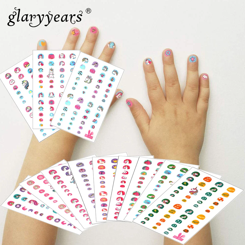 

glaryyears 3 Pieces/set Children SE Nail Art Design Full Cover Colorful Animals Pattern Decal Nail Manicure Tips Sticker