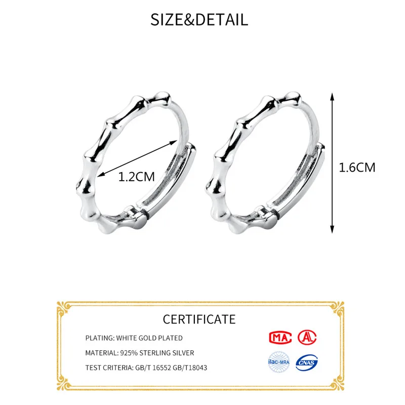 INZATT, настоящее 925 пробы, серебряные, этнические, бамбуковые, геометрические, круглые серьги-кольца для женщин, очаровательные, вечерние, минималистичные, модные ювелирные изделия